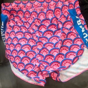 Zumba Fitness Pink & Blue Patterned Athletic Shorts